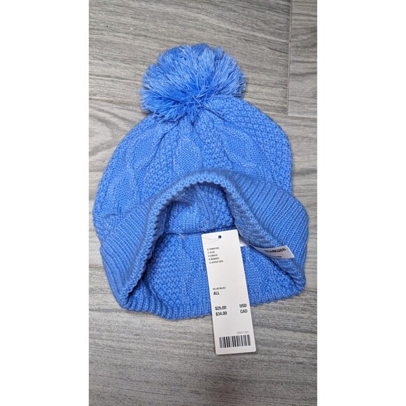 NWT URBAN OUTFITTERS Unisex Blue Wool Pom Pom Beanie Hat - Picture 4 of 5